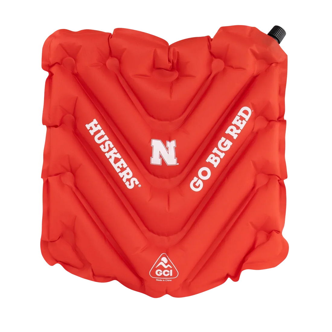 Ergonomic Back-Support College V Seat Inflatable Stadium Cushion - Nebraska Cornhuskers - Choice 277 - Grandstand Cushion Seat with Secure Under-Bench Hooks - Default Title