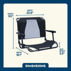 Secure-Hook Big Comfort Stadium Chair with Armrests - Choice 465 - Lightweight Folding Bleacher Chair with Cushioning Detail