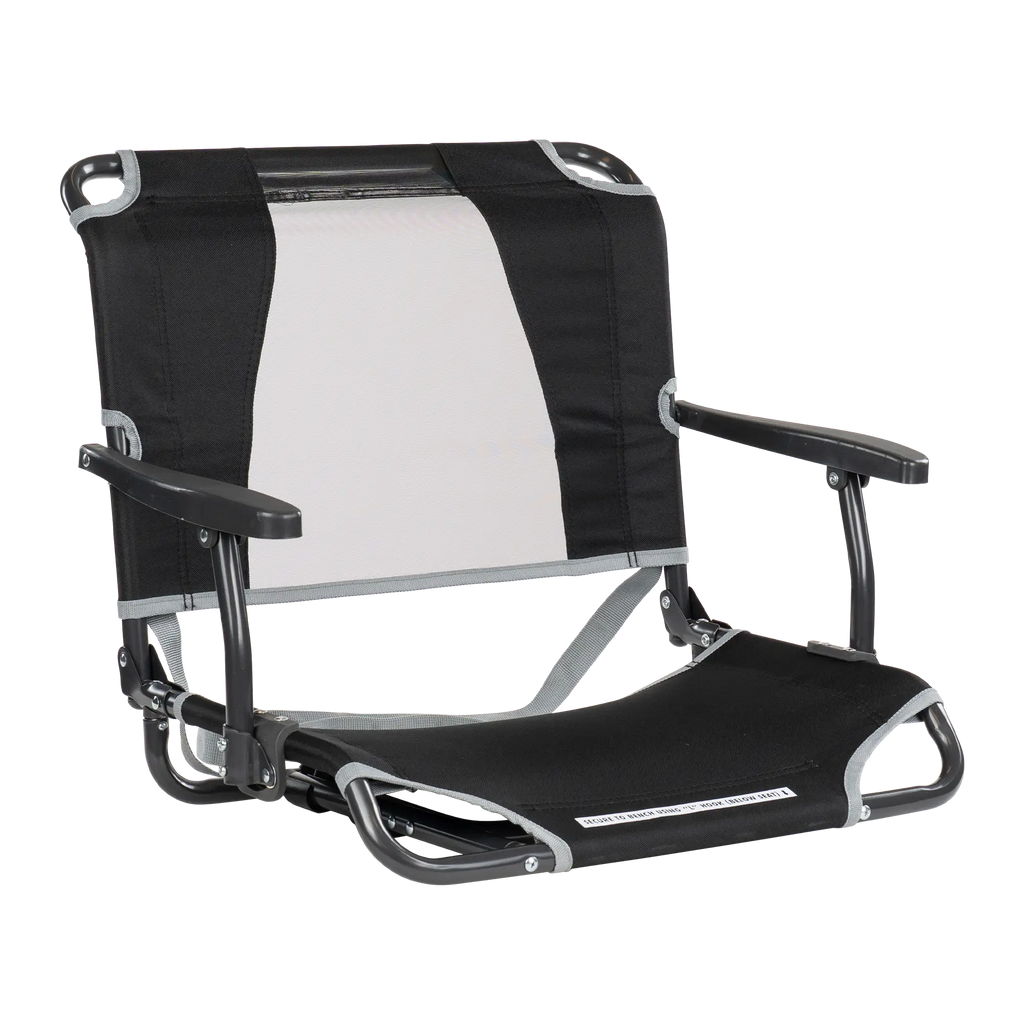 Secure-Hook Big Comfort Stadium Chair with Armrests - Choice 465 - Lightweight Folding Bleacher Chair with Cushioning - Black