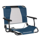 Secure-Hook Big Comfort Stadium Chair with Armrests - Choice 465 - Lightweight Folding Bleacher Chair with Cushioning - Navy