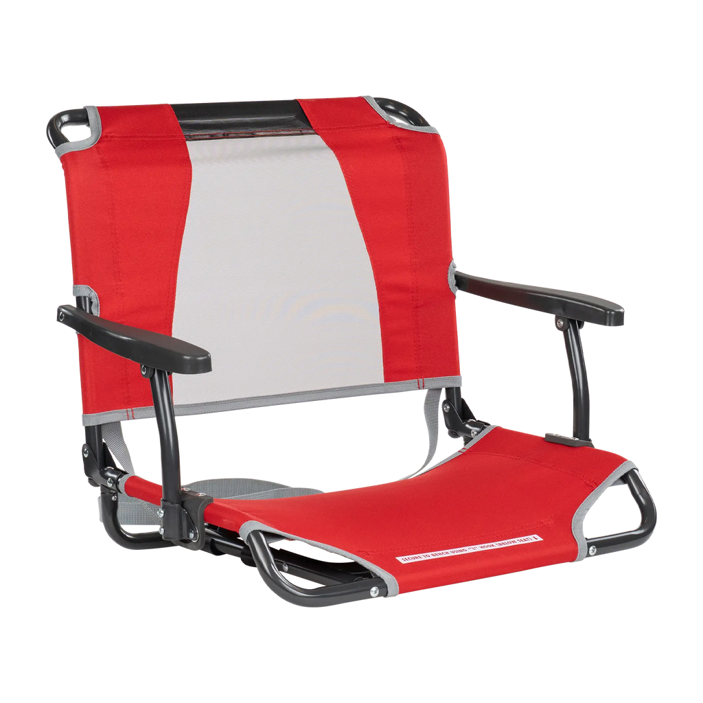 Secure-Hook Big Comfort Stadium Chair with Armrests - Choice 465 - Lightweight Folding Bleacher Chair with Cushioning - Red