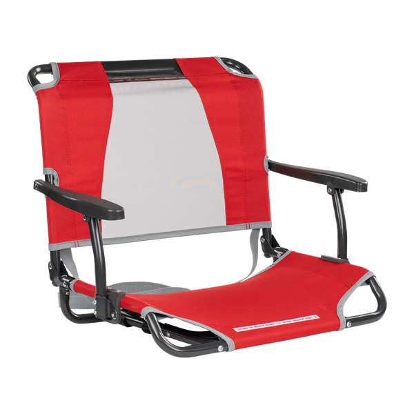 Secure-Hook Big Comfort Stadium Chair with Armrests - Choice 465 - Lightweight Folding Bleacher Chair with Cushioning - Red