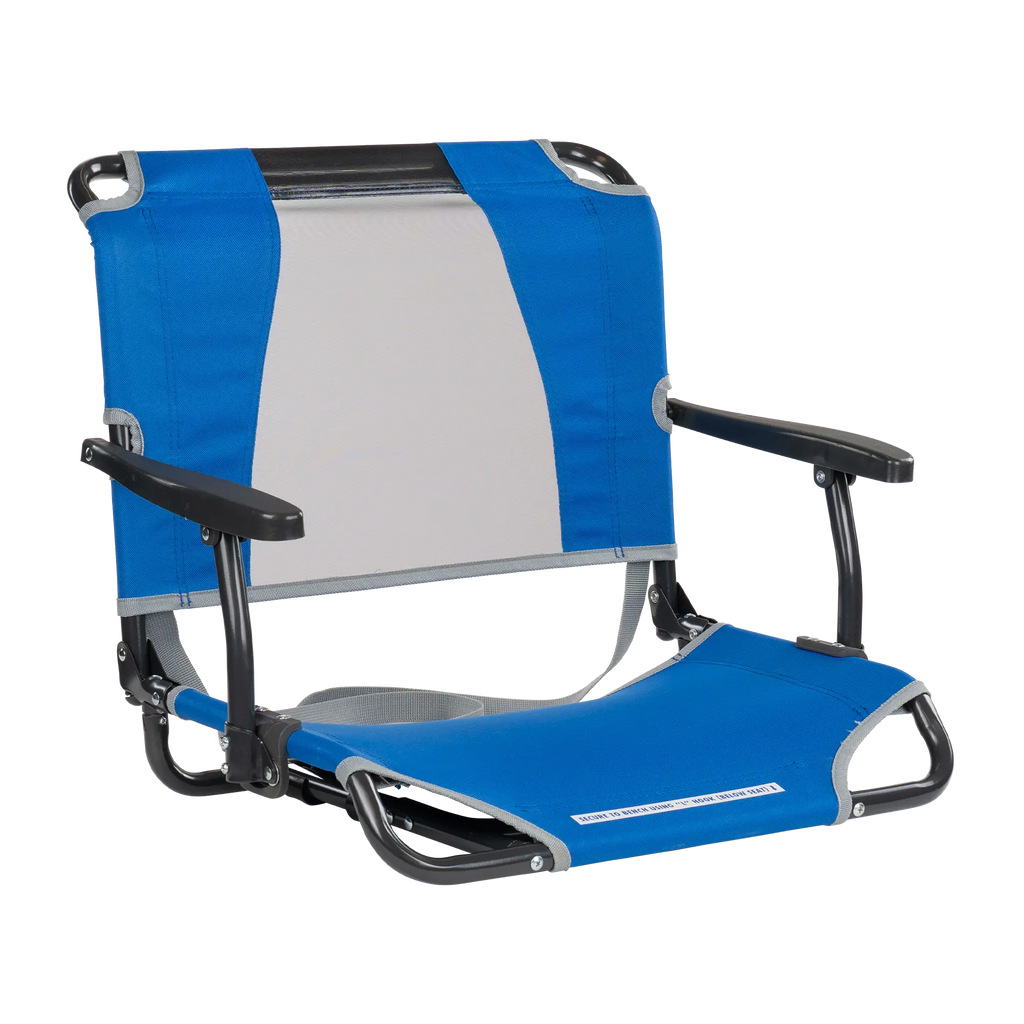 Secure-Hook Big Comfort Stadium Chair with Armrests - Choice 465 - Lightweight Folding Bleacher Chair with Cushioning - Royal Blue