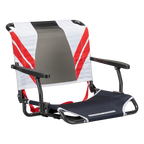 Secure-Hook Big Comfort Stadium Chair with Armrests - Choice 465 - Lightweight Folding Bleacher Chair with Cushioning - Indigo/White/Red
