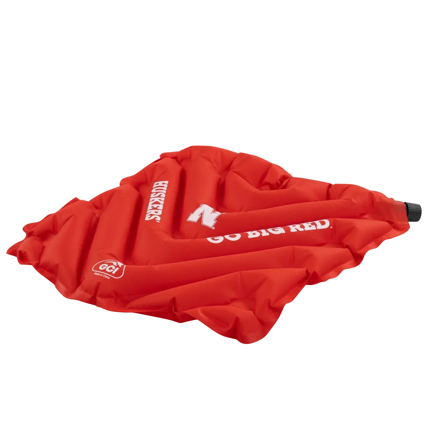 Ergonomic Back-Support College V Seat Inflatable Stadium Cushion - Nebraska Cornhuskers - Choice 277 - Grandstand Cushion Seat with Secure Under-Bench Hooks Detail