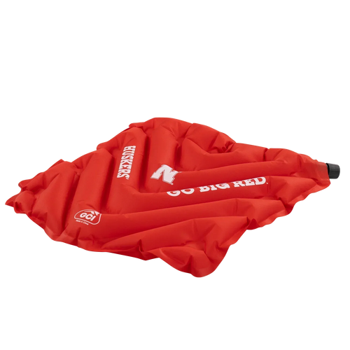 Ergonomic Back-Support College V Seat Inflatable Stadium Cushion - Nebraska Cornhuskers - Choice 277 - Grandstand Cushion Seat with Secure Under-Bench Hooks Detail