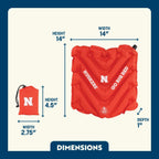 Ergonomic Back-Support College V Seat Inflatable Stadium Cushion - Nebraska Cornhuskers - Choice 277 - Grandstand Cushion Seat with Secure Under-Bench Hooks Detail