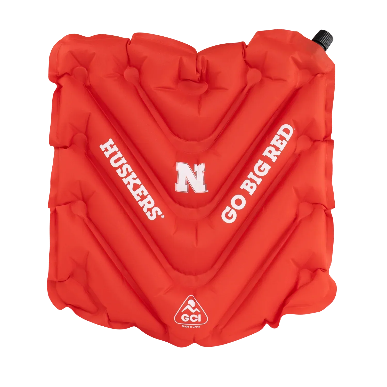 Ergonomic Back-Support College V Seat Inflatable Stadium Cushion - Nebraska Cornhuskers - Choice 277 - Grandstand Cushion Seat with Secure Under-Bench Hooks - Default Title