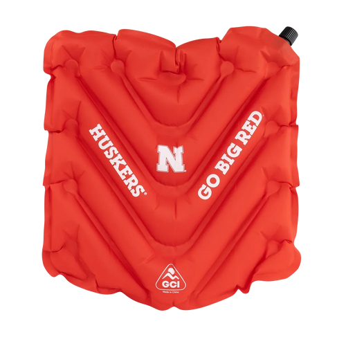 Ergonomic Back-Support College V Seat Inflatable Stadium Cushion - Nebraska Cornhuskers - Choice 277 - Grandstand Cushion Seat with Secure Under-Bench Hooks - Default Title