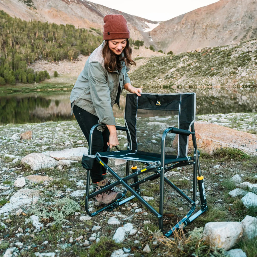 Luxury Camp Freestyle Rocker - Choice 711 - Heavy-Duty Kickback Rocker with Beverage Holder Detail
