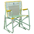 Luxury Camp Freestyle Rocker - Choice 711 - Heavy-Duty Kickback Rocker with Beverage Holder - Green/Yellow