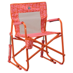 Luxury Camp Freestyle Rocker - Choice 711 - Heavy-Duty Kickback Rocker with Beverage Holder - Pink/Orange