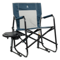 Heavy-Duty Freestyle Freestyle Rocker with Side Table - Choice 853 - Patented Spring-Action Rocking Chair for Camping - Heathered Indigo