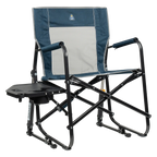 Heavy-Duty Freestyle Freestyle Rocker with Side Table - Choice 853 - Patented Spring-Action Rocking Chair for Camping - Heathered Indigo
