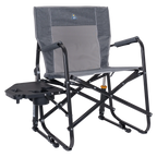 Heavy-Duty Freestyle Freestyle Rocker with Side Table - Choice 853 - Patented Spring-Action Rocking Chair for Camping - Heathered Pewter