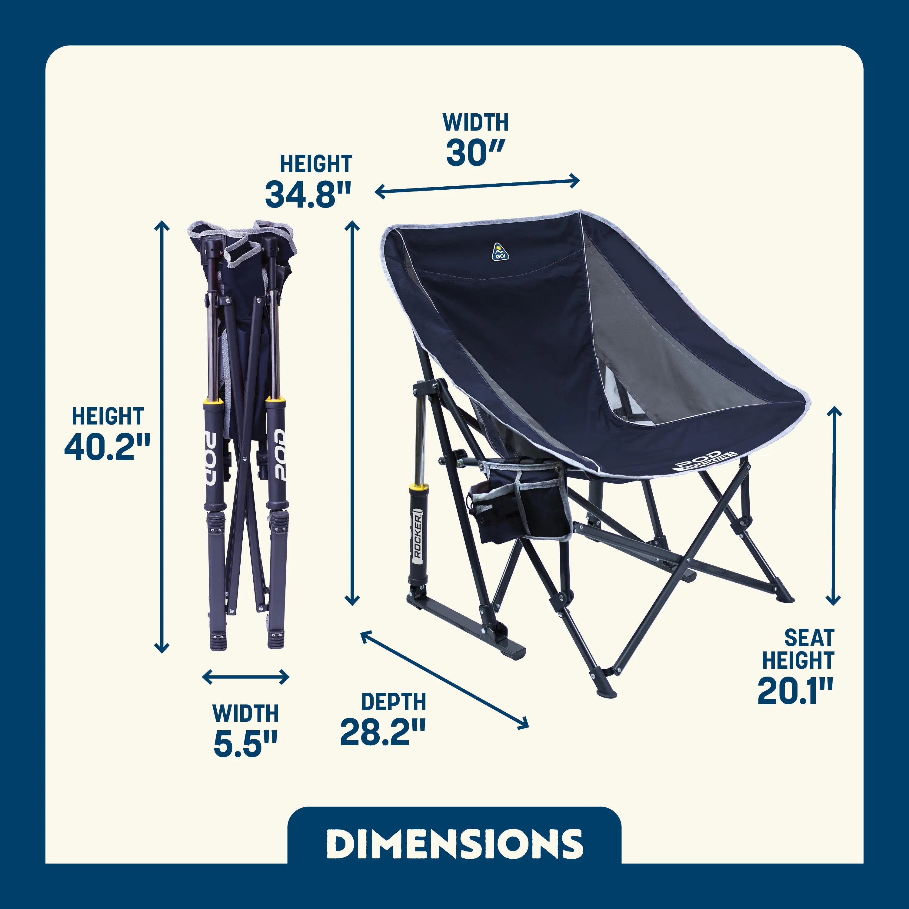 Luxury Camp Pod Rocker - Choice 933 - Heavy-Duty Kickback Rocker with Beverage Holder Detail