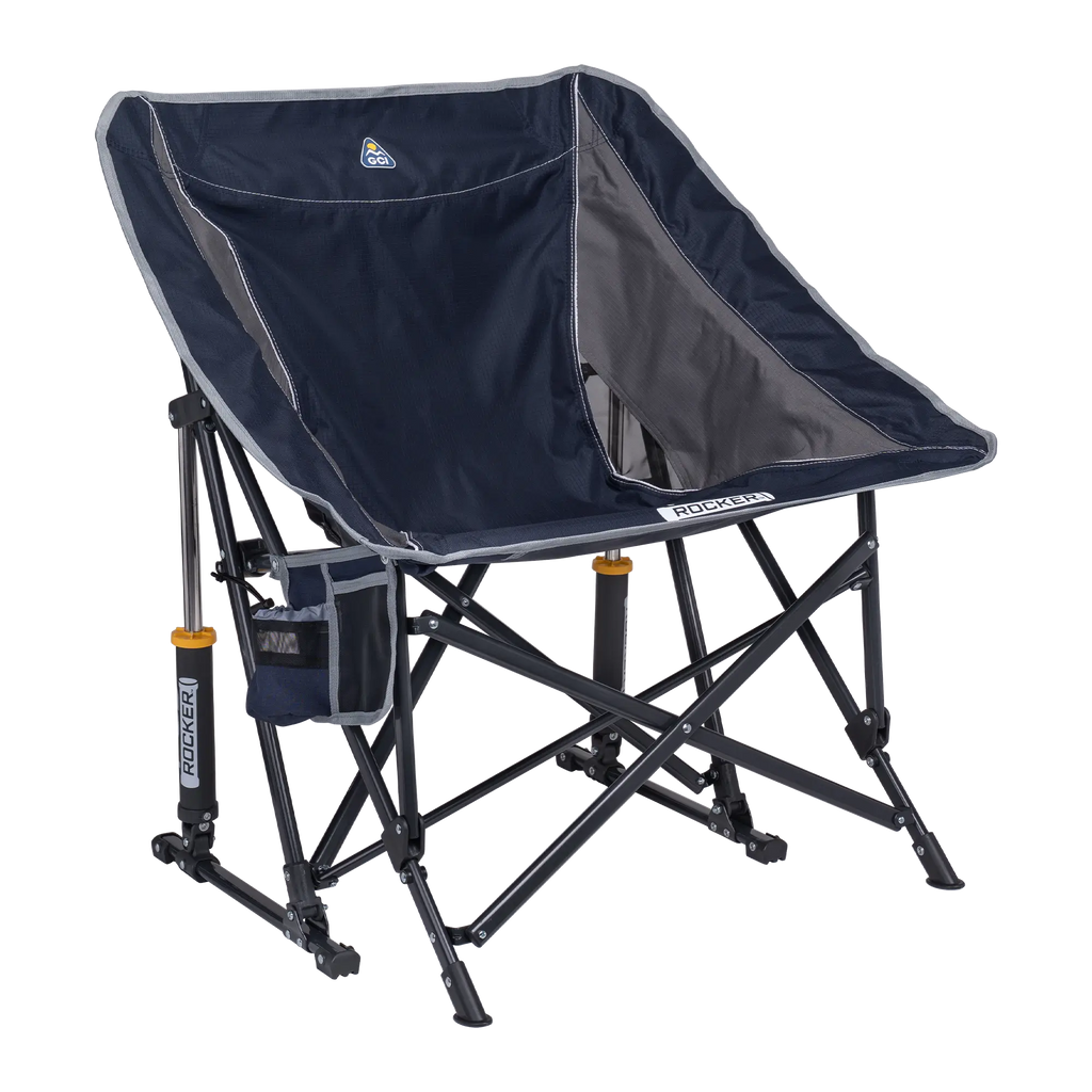 Luxury Camp Pod Rocker - Choice 933 - Heavy-Duty Kickback Rocker with Beverage Holder - Indigo