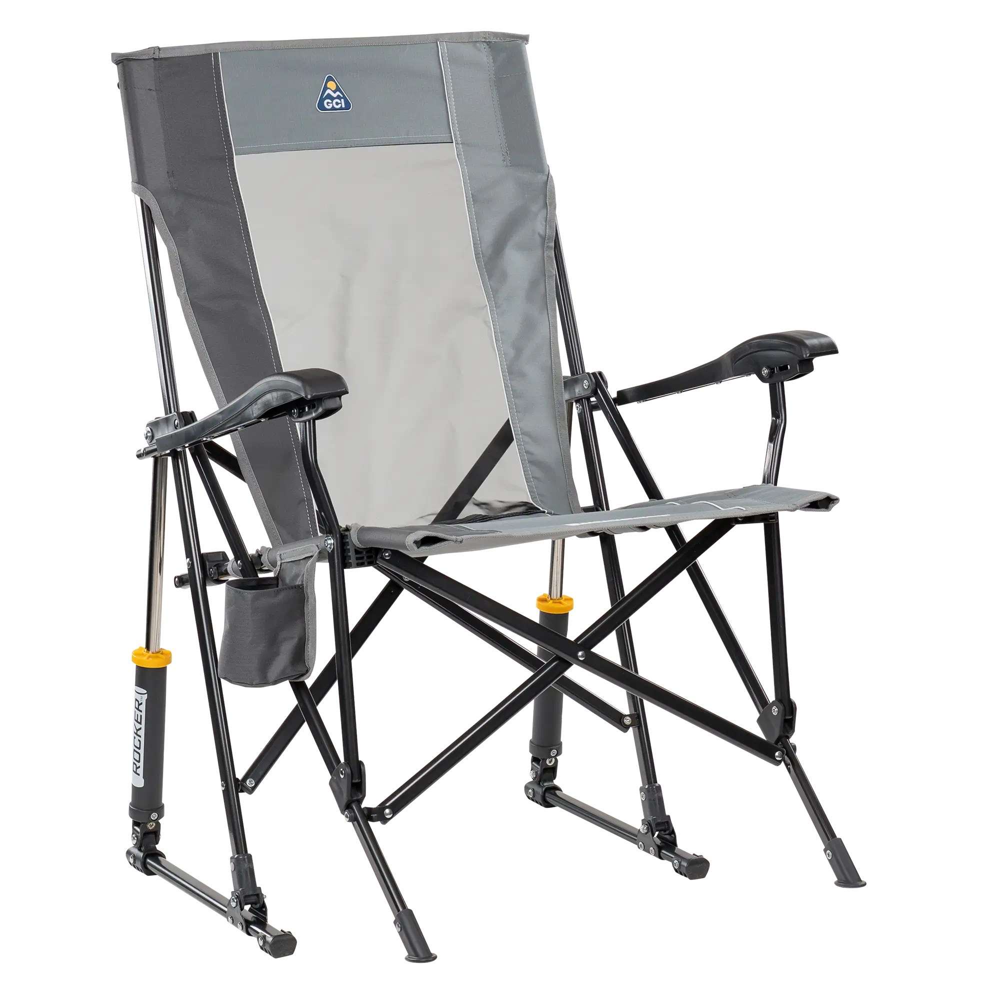 Heavy-Duty Freestyle RoadTrip Rocker - Choice 855 - Freestyle Rocker Portable Outdoor Folding Chair - Mercury Gray