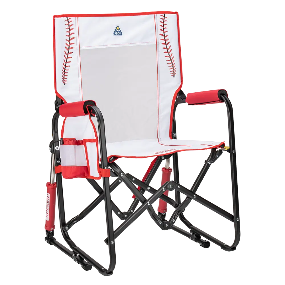 Patented Spring-Action Stowaway Rocker - Choice 794 - Patented Spring-Action Rocking Chair for Camping - Baseball