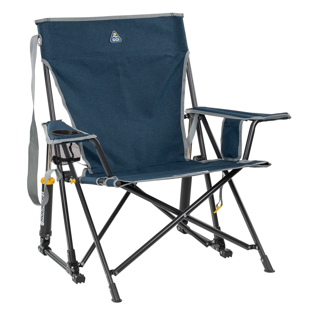 Heavy-Duty Freestyle Kickback Rocker - Choice 345 - Heavy-Duty Kickback Rocker with Beverage Holder - Heathered Indigo