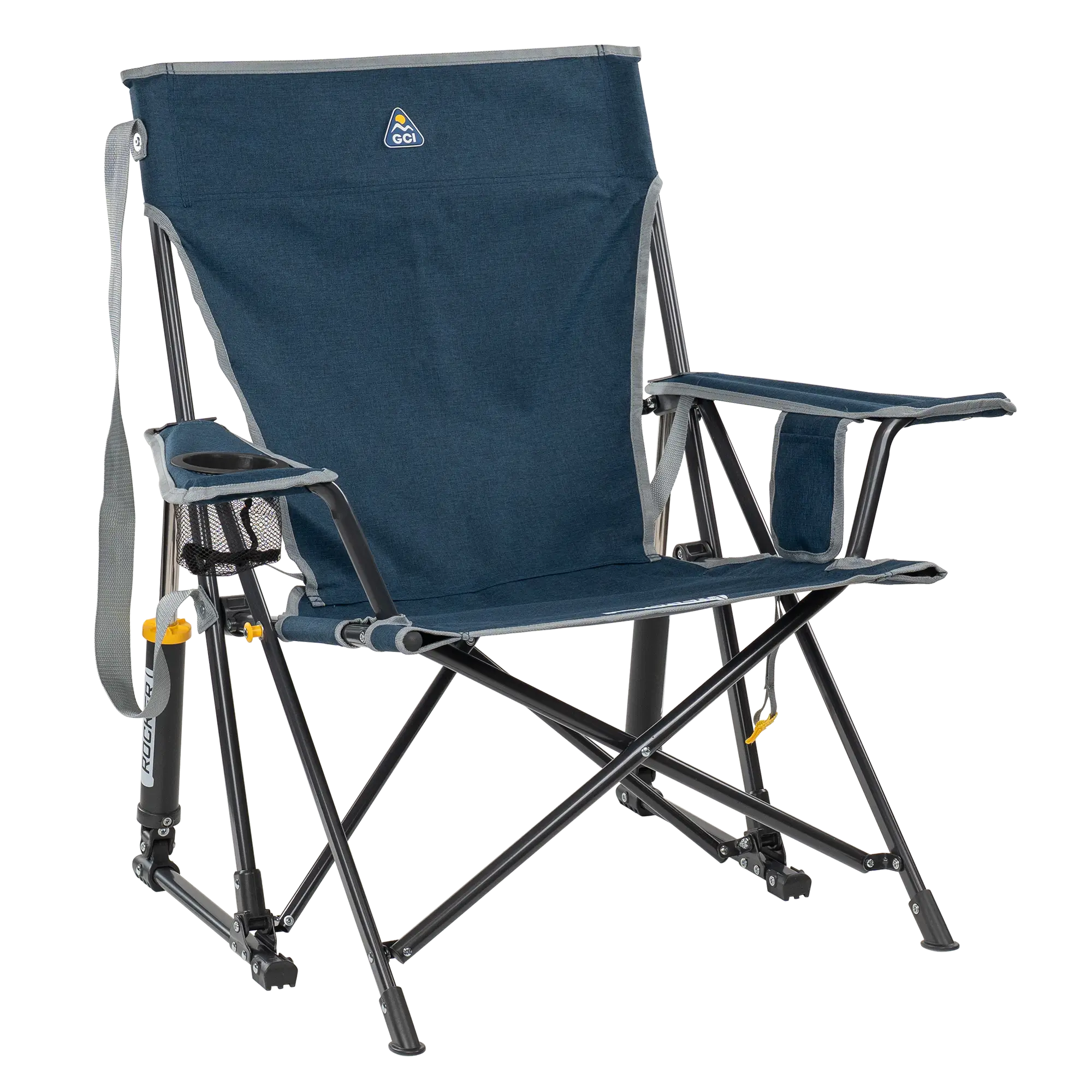 Heavy-Duty Freestyle Kickback Rocker - Choice 345 - Heavy-Duty Kickback Rocker with Beverage Holder - Heathered Indigo