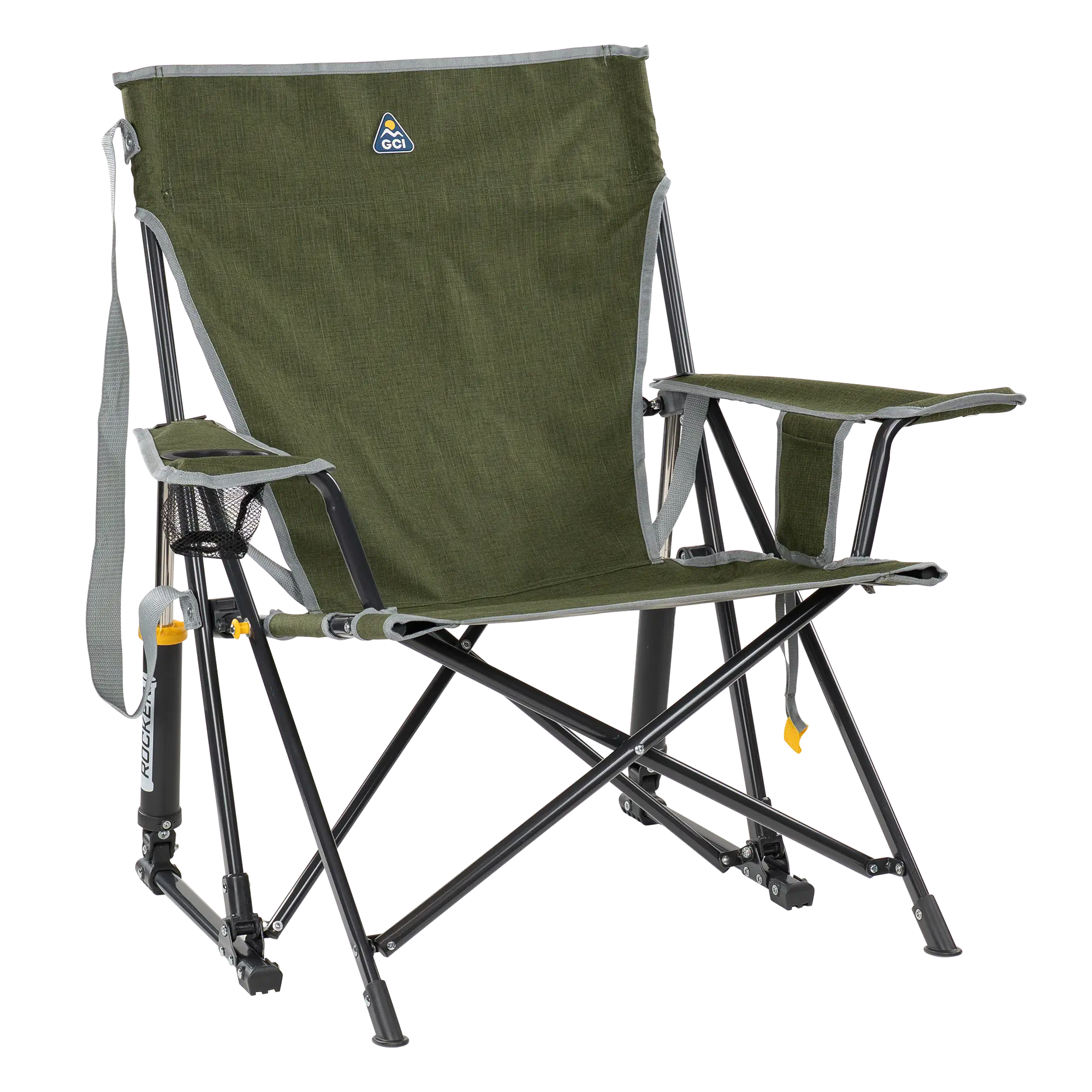 Heavy-Duty Freestyle Kickback Rocker - Choice 345 - Heavy-Duty Kickback Rocker with Beverage Holder - Heathered Loden