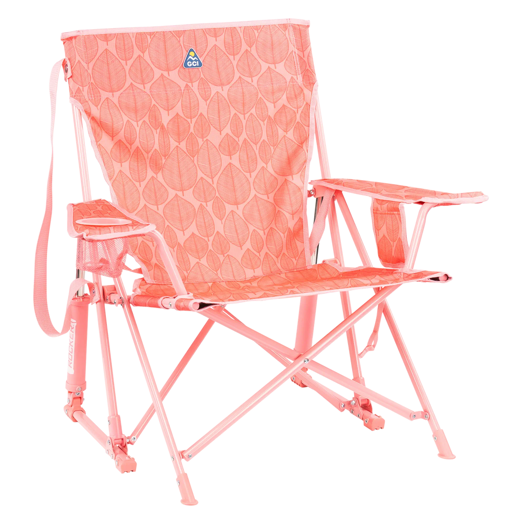 Heavy-Duty Freestyle Kickback Rocker - Choice 345 - Heavy-Duty Kickback Rocker with Beverage Holder - Soft Pink Leaf