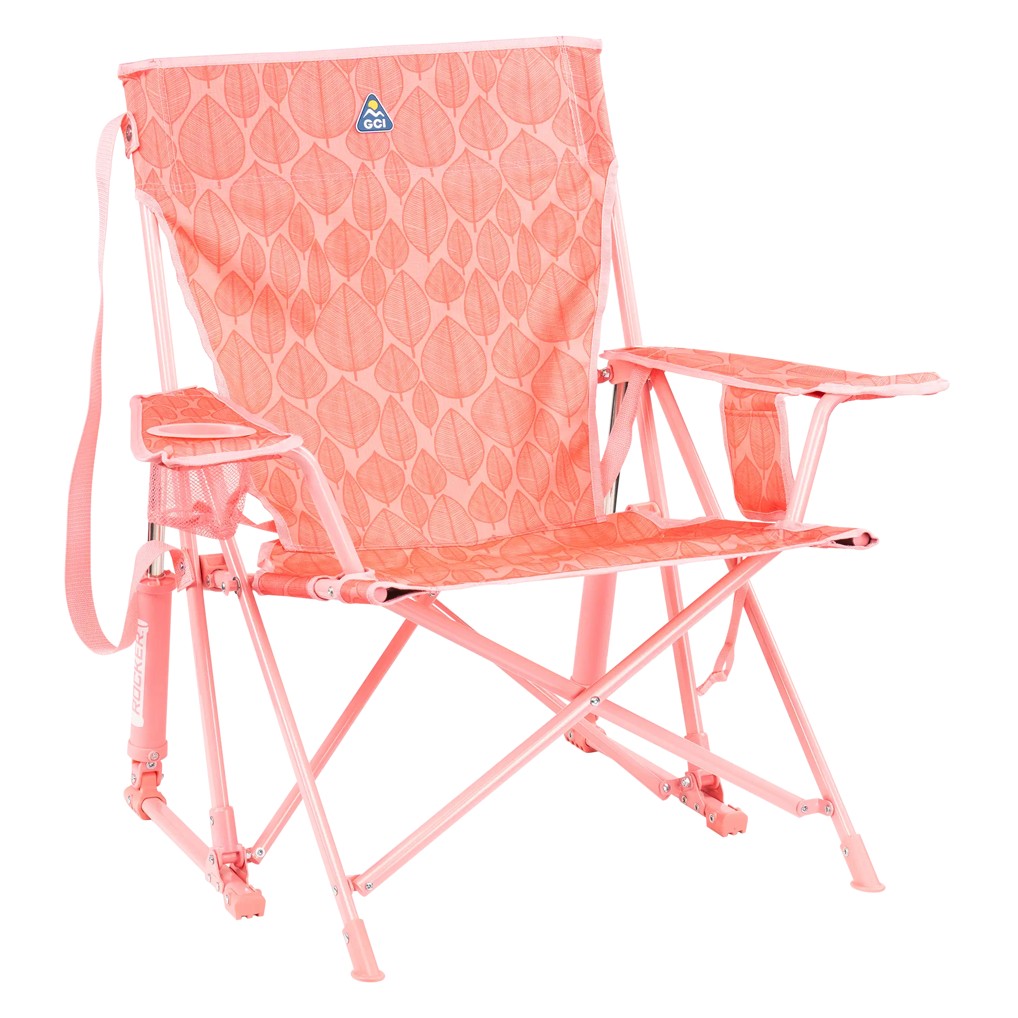 Heavy-Duty Freestyle Kickback Rocker - Choice 345 - Heavy-Duty Kickback Rocker with Beverage Holder - Soft Pink Leaf