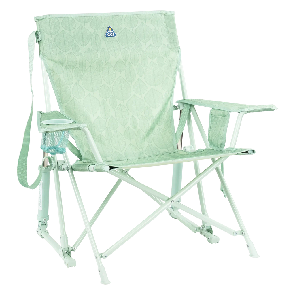 Heavy-Duty Freestyle Kickback Rocker - Choice 345 - Heavy-Duty Kickback Rocker with Beverage Holder - Pastel Green Leaf