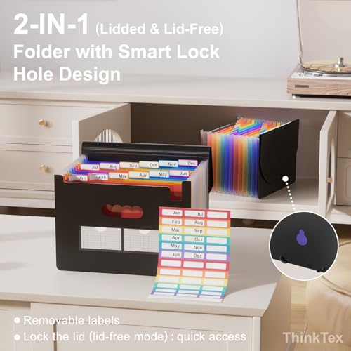 Modern ThinkTex Accordion File Organizer, 12 - Pocket Expanding File Set
