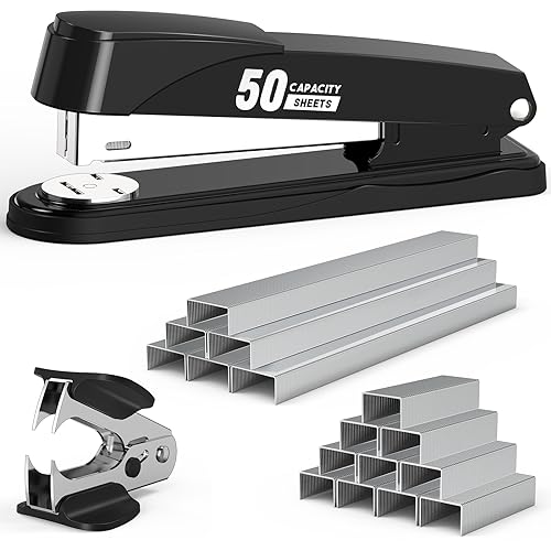 upgraded Metal Stapler Heavy Duty 50 Sheet Capacity with 1750 Staples for Daily Use