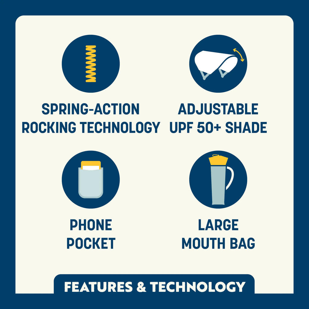 Patented Spring-Action SunShade Rocker - Choice 550 - Freestyle Rocker Portable Outdoor Folding Chair Detail