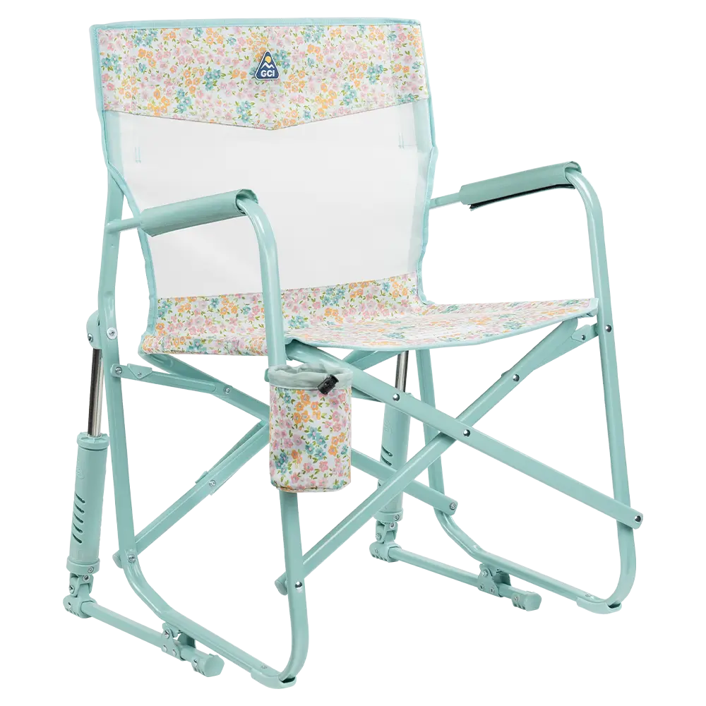 Patented Spring-Action Freestyle Rocker Elite - Choice 460 - Freestyle Rocker Portable Outdoor Folding Chair - Teal Sundress