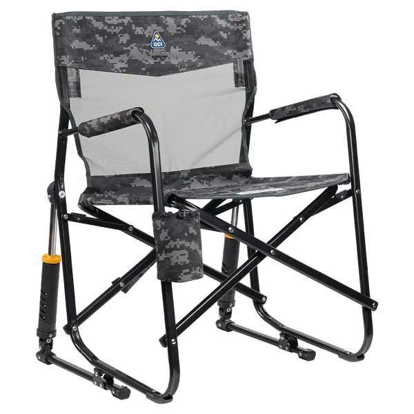 Patented Spring-Action Freestyle Rocker Elite - Choice 460 - Freestyle Rocker Portable Outdoor Folding Chair - Cool Gray Camo
