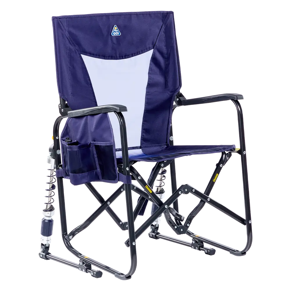 Patented Spring-Action Adjustable Rocker - Choice 573 - Patented Spring-Action Rocking Chair for Camping - Rich Blue