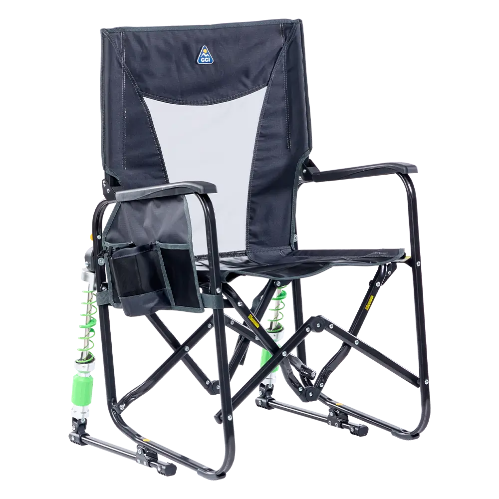Patented Spring-Action Adjustable Rocker - Choice 573 - Patented Spring-Action Rocking Chair for Camping - Dark Charcoal