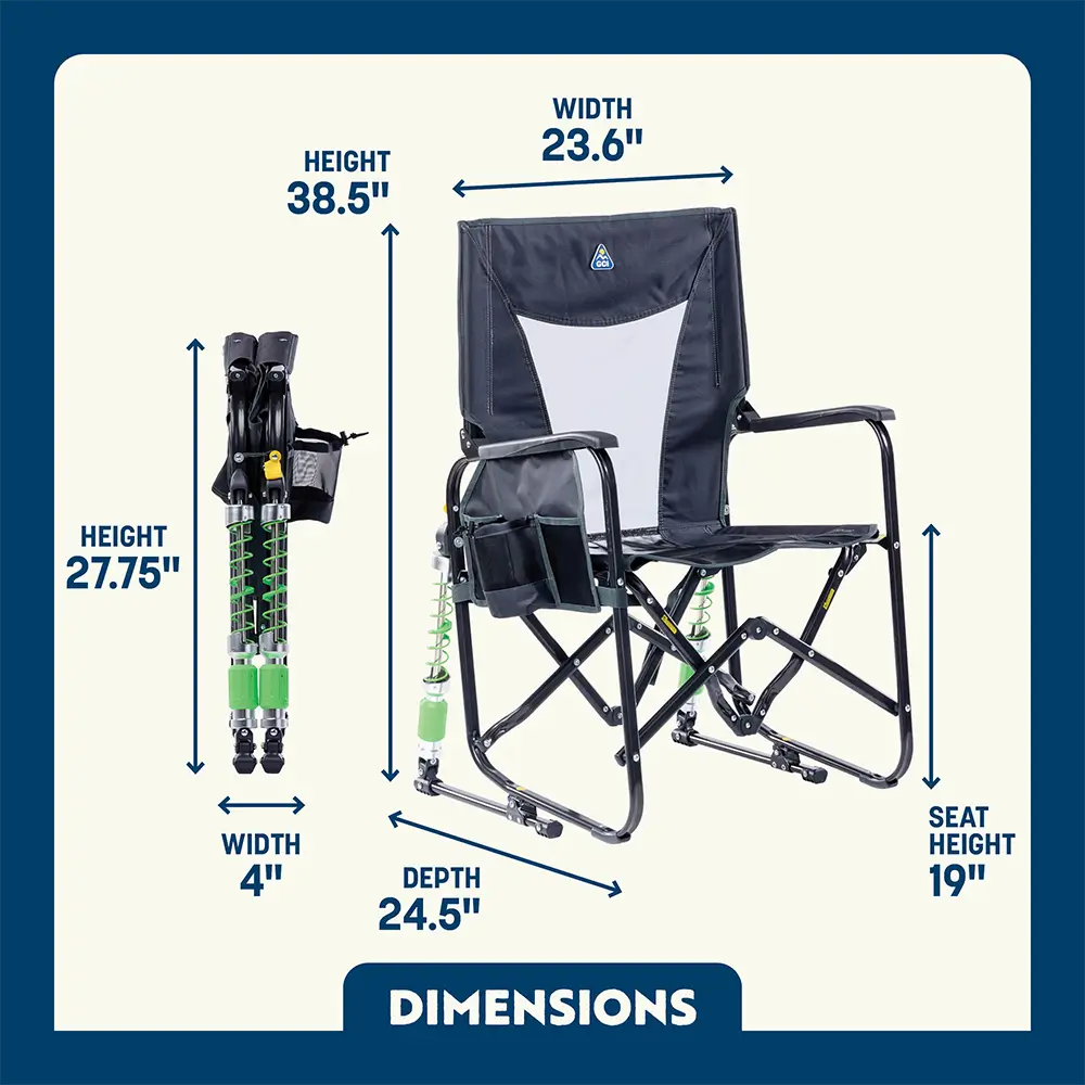Patented Spring-Action Adjustable Rocker - Choice 573 - Patented Spring-Action Rocking Chair for Camping Detail