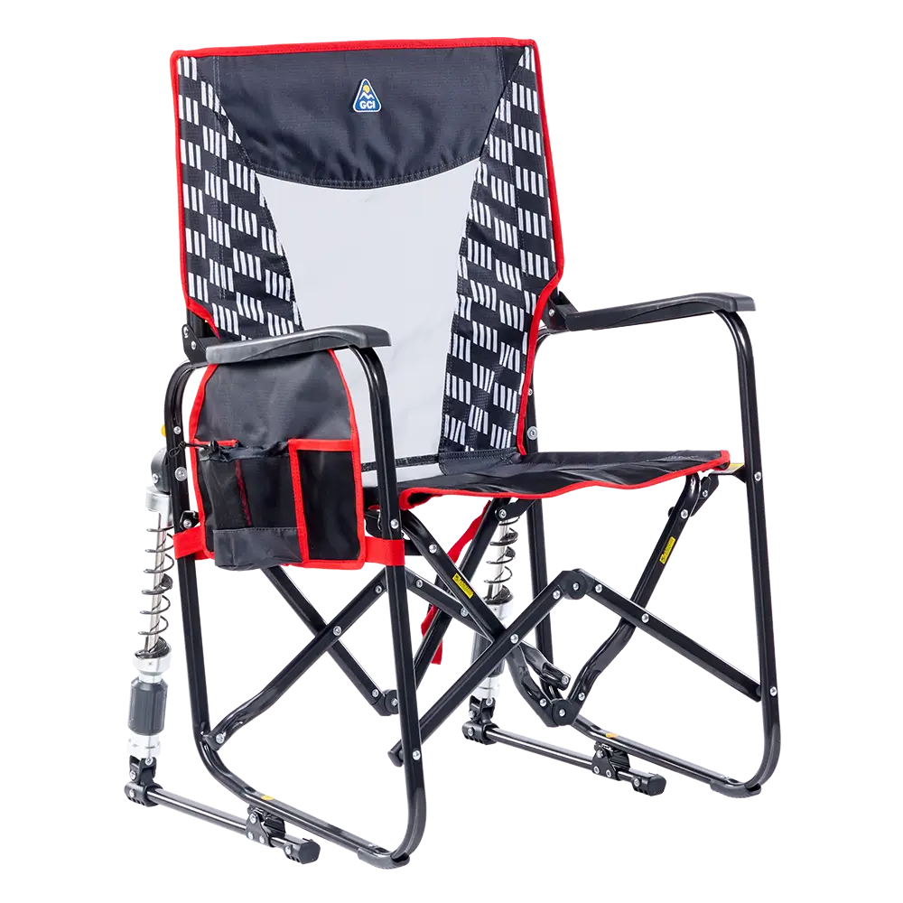 Patented Spring-Action Adjustable Rocker - Choice 573 - Patented Spring-Action Rocking Chair for Camping - Charcoal Racing