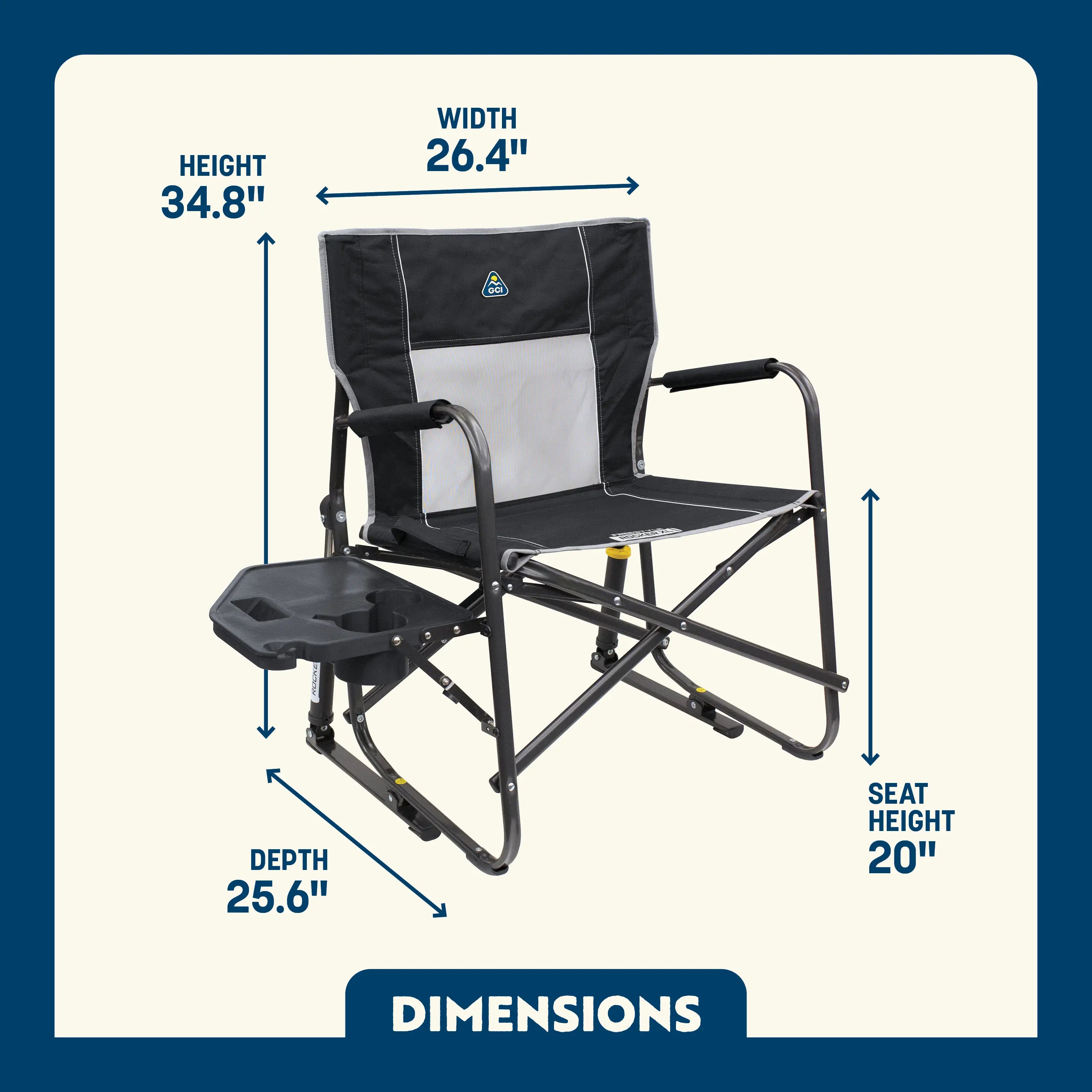 Smooth Motion Freestyle Rocker XL with Side Table - Choice 836 - Freestyle Rocker Portable Outdoor Folding Chair Detail