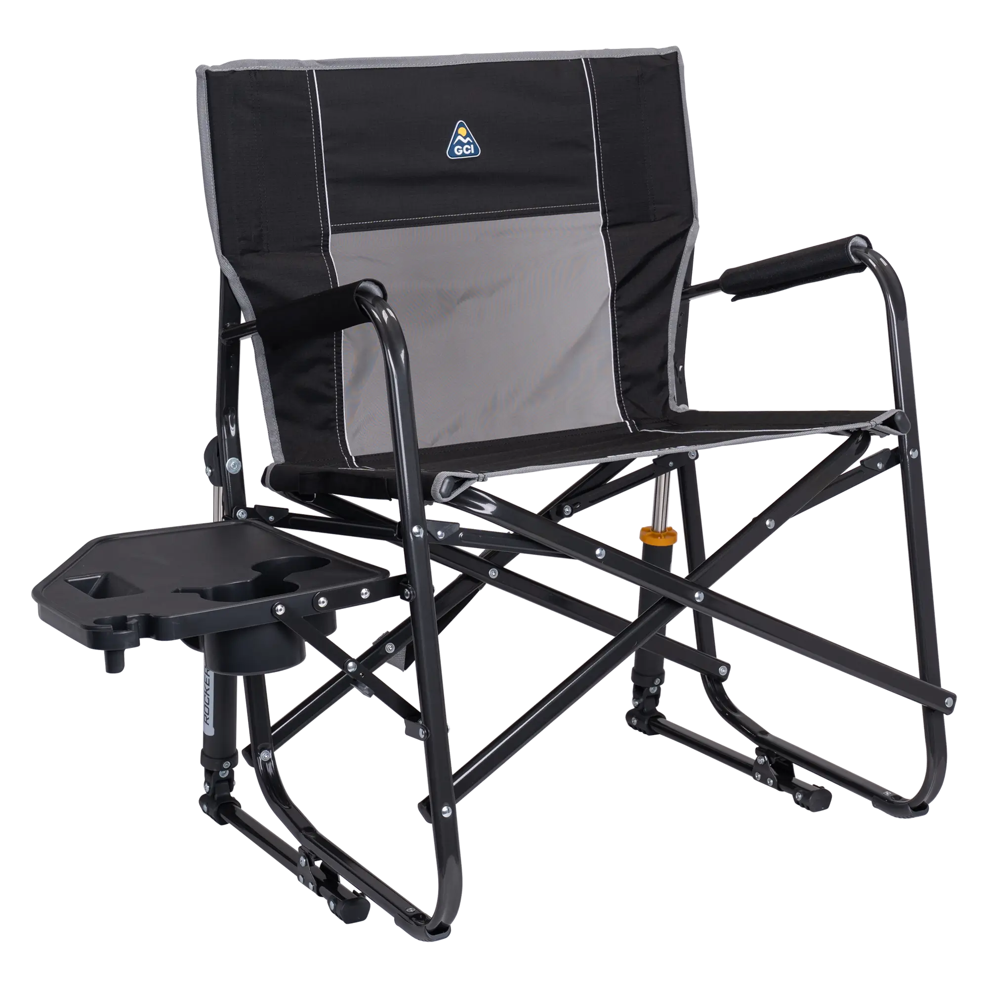Smooth Motion Freestyle Rocker XL with Side Table - Choice 836 - Freestyle Rocker Portable Outdoor Folding Chair - Black