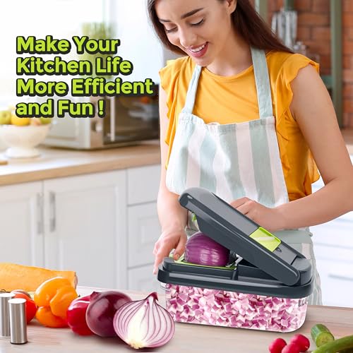 Smart Home Yusshn Vegetable Chopper,12-in-1 Multifunctional Food Chopper,Professional Onion Chopper with 7 Set