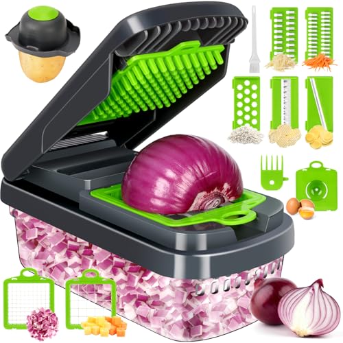 Smart Home Yusshn Vegetable Chopper,12-in-1 Multifunctional Food Chopper,Professional Onion Chopper with 7 Set