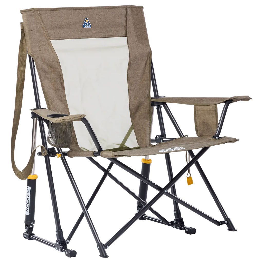 Heavy-Duty Freestyle Comfort Pro Rocker XL - Choice 107 - Heavy-Duty Kickback Rocker with Beverage Holder - Heathered Aged Fatigue