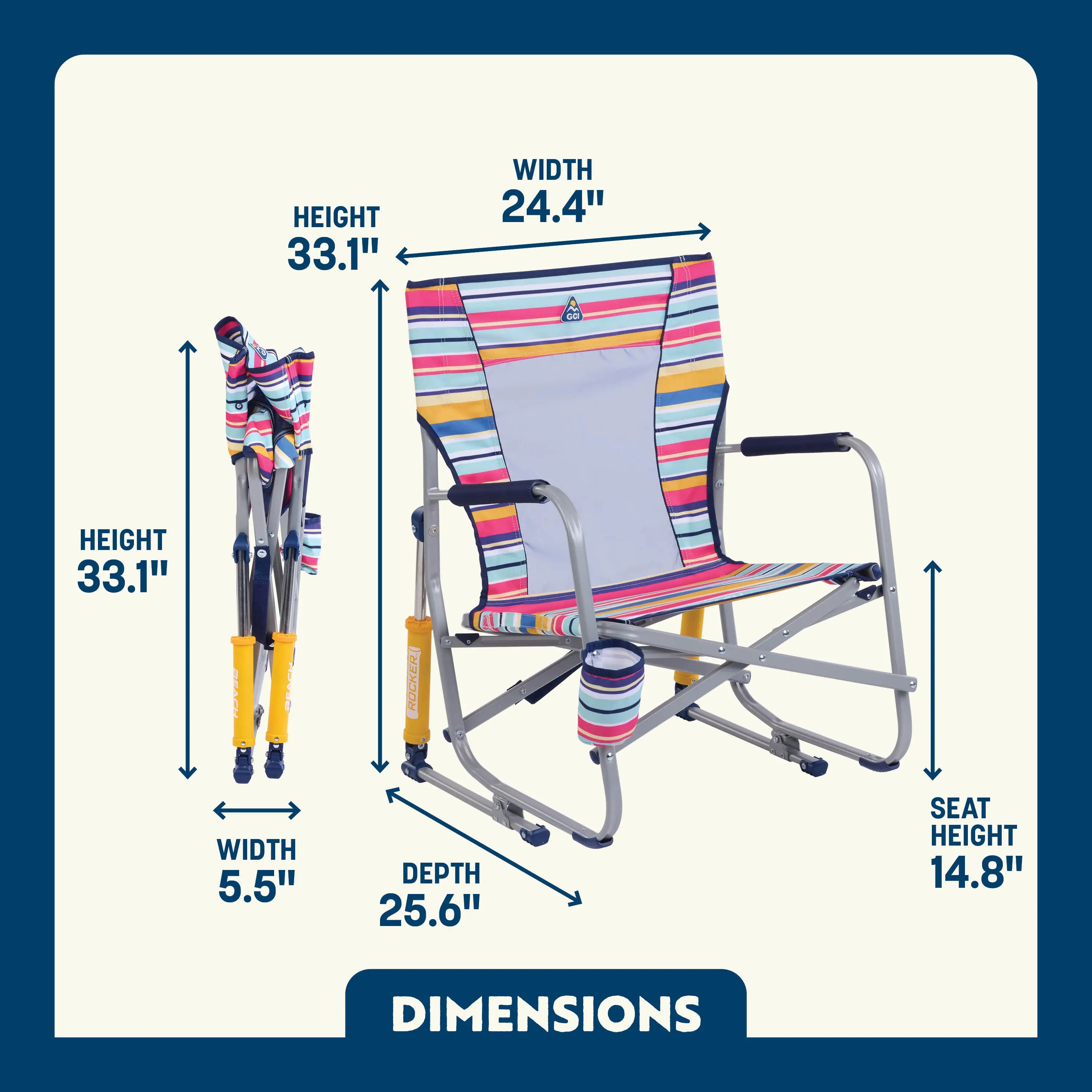 Luxury Camp Beach Rocker - Choice 712 - Freestyle Rocker Portable Outdoor Folding Chair Detail