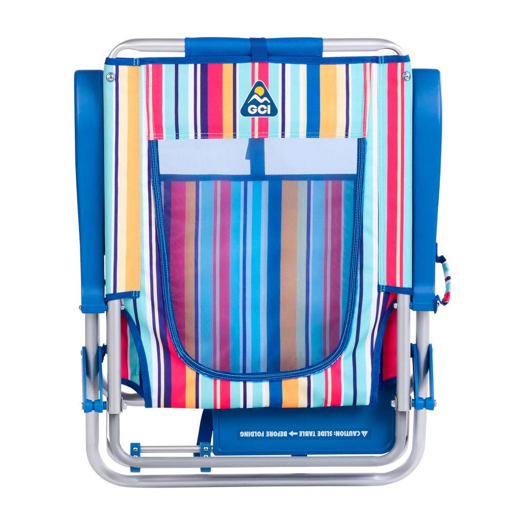 Rust-Resistant Aluminum Big Surf with Slide Table - Choice 334 - Low-Profile Reclining Beach Chair with Backpack Straps Detail