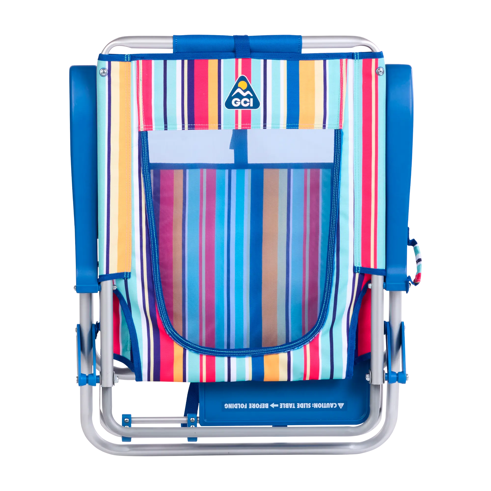 Rust-Resistant Aluminum Big Surf with Slide Table - Choice 334 - Low-Profile Reclining Beach Chair with Backpack Straps Detail