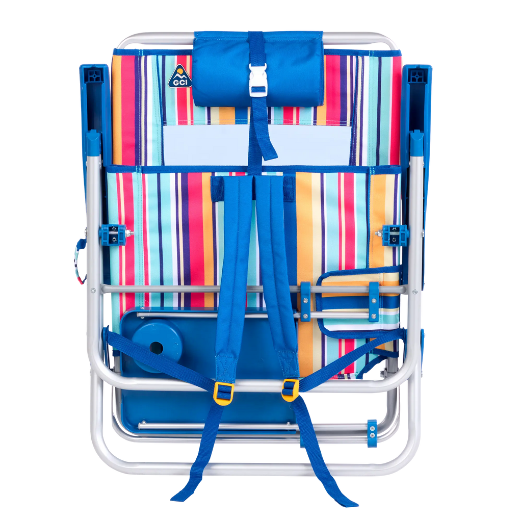 Rust-Resistant Aluminum Big Surf with Slide Table - Choice 334 - Low-Profile Reclining Beach Chair with Backpack Straps Detail