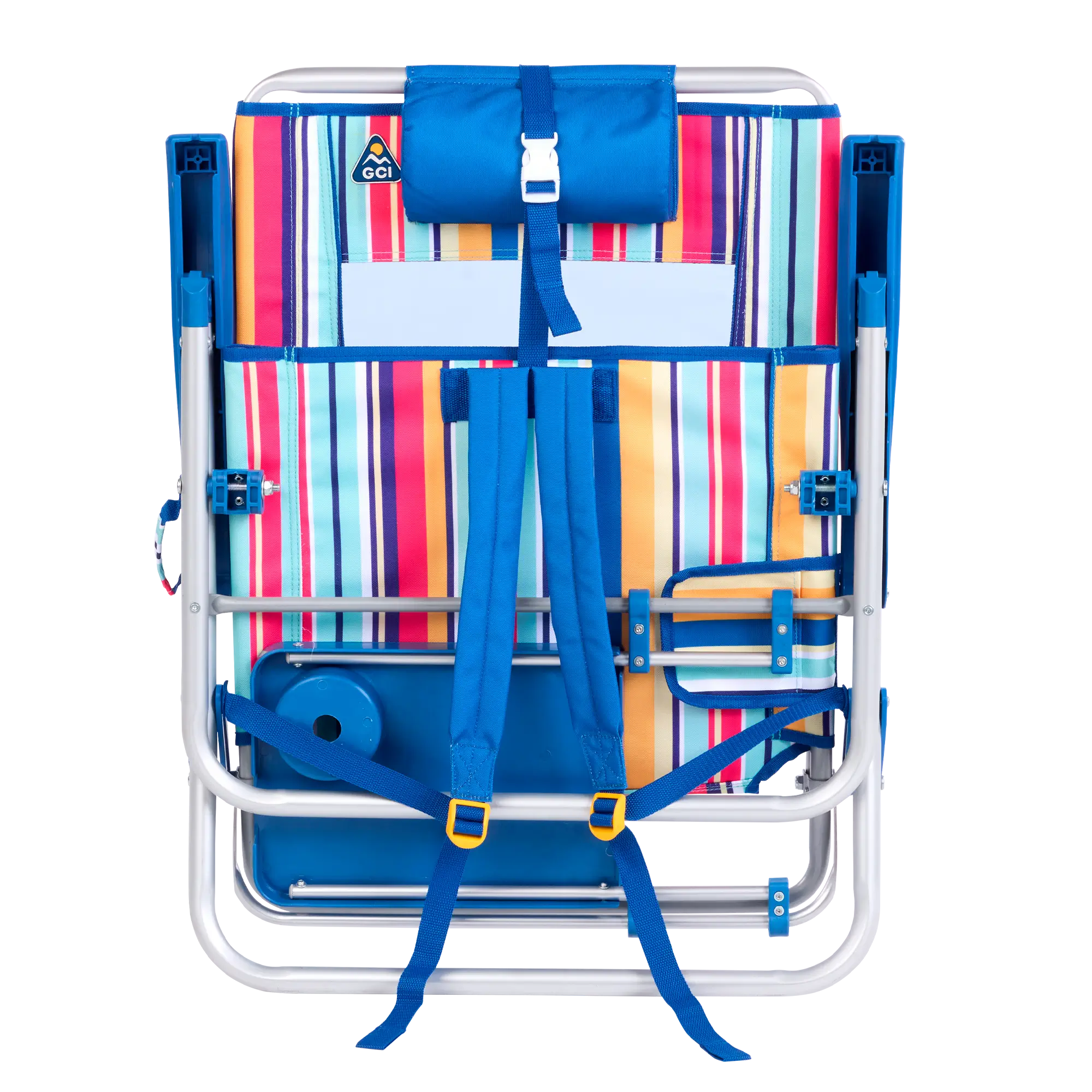 Rust-Resistant Aluminum Big Surf with Slide Table - Choice 334 - Low-Profile Reclining Beach Chair with Backpack Straps Detail