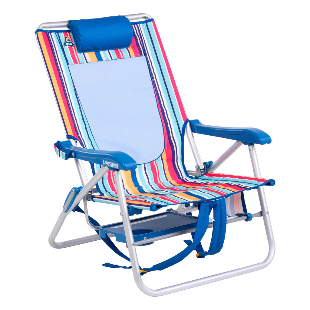 Rust-Resistant Aluminum Big Surf with Slide Table - Choice 334 - Low-Profile Reclining Beach Chair with Backpack Straps Detail