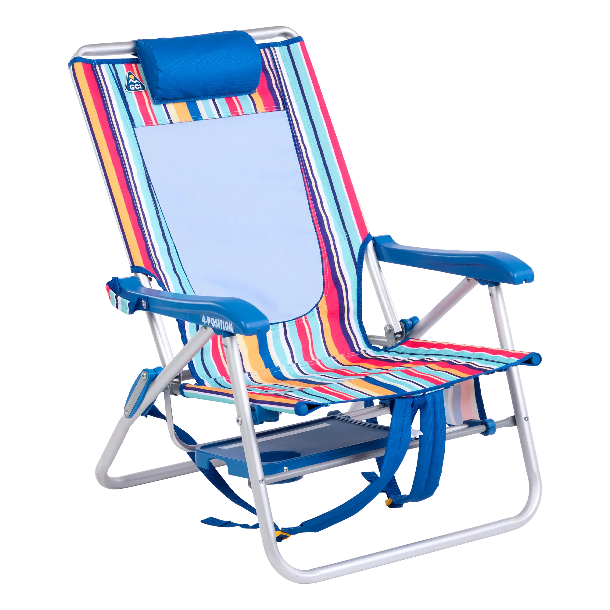 Rust-Resistant Aluminum Big Surf with Slide Table - Choice 334 - Low-Profile Reclining Beach Chair with Backpack Straps Detail